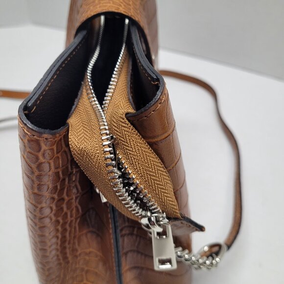 Anna Morellini Leather Handbag Olivia Model 189446 Honey Color Crossbody Purse - Picture 5 of 10